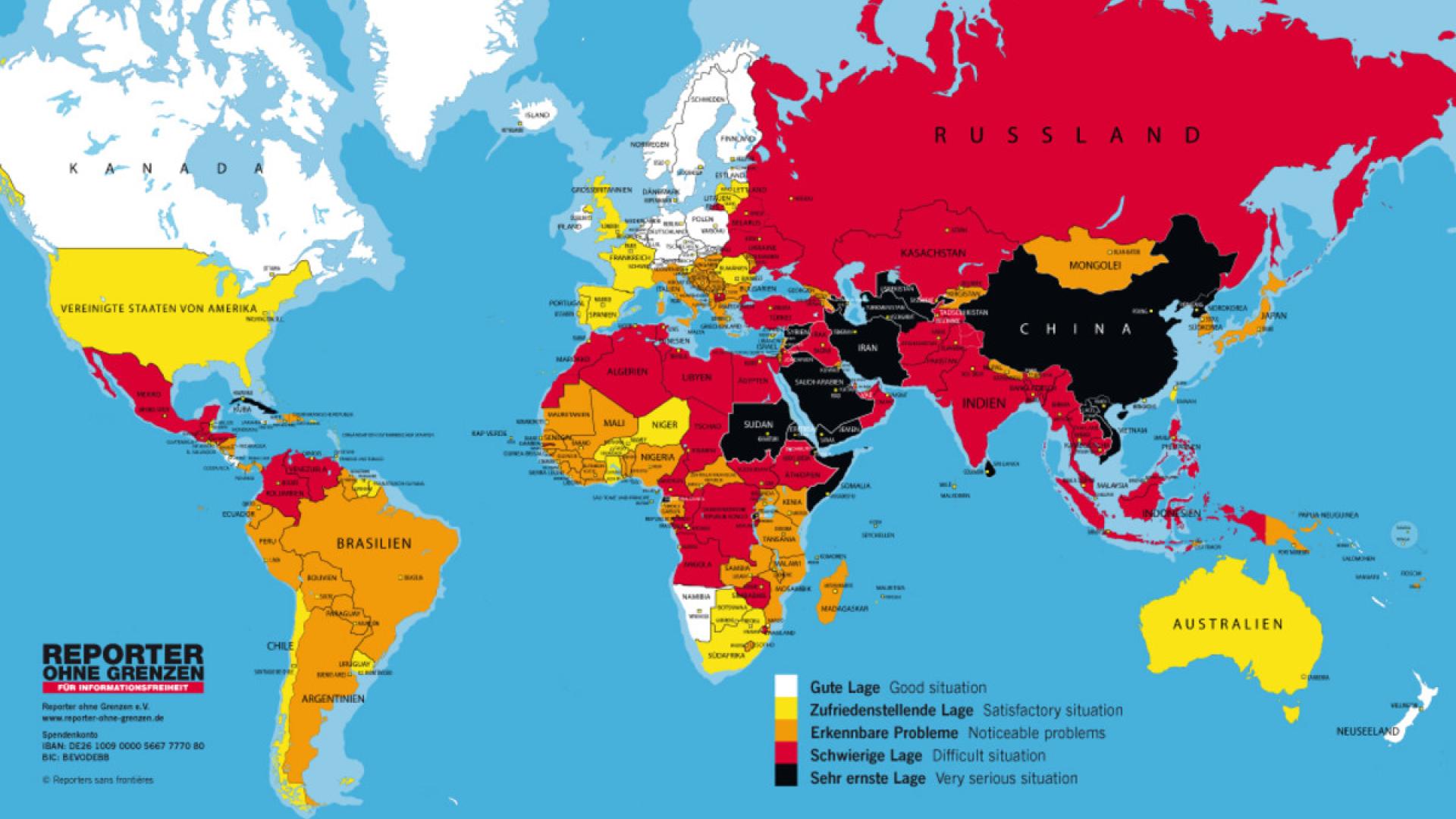 Rangliste der Pressefreiheit 2015 veröffentlicht
