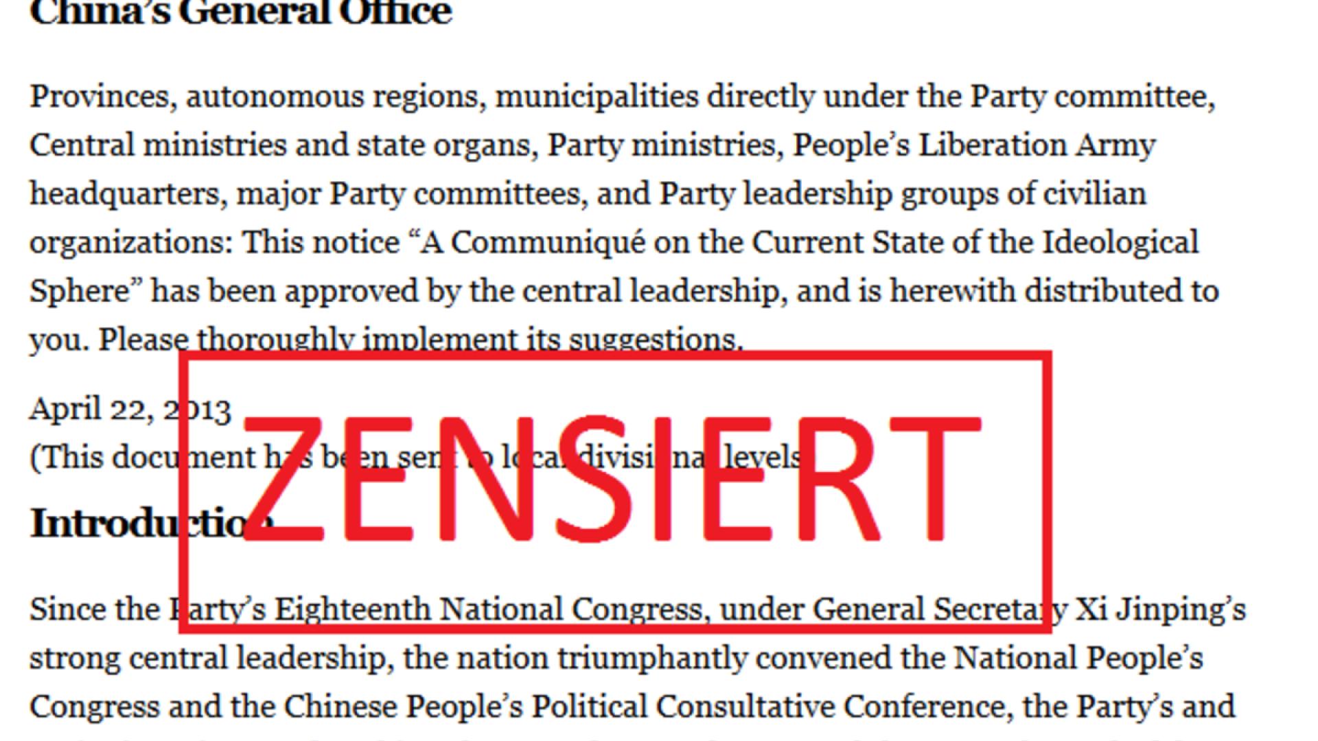 Interne Dokumente belegen verschärfte Zensur