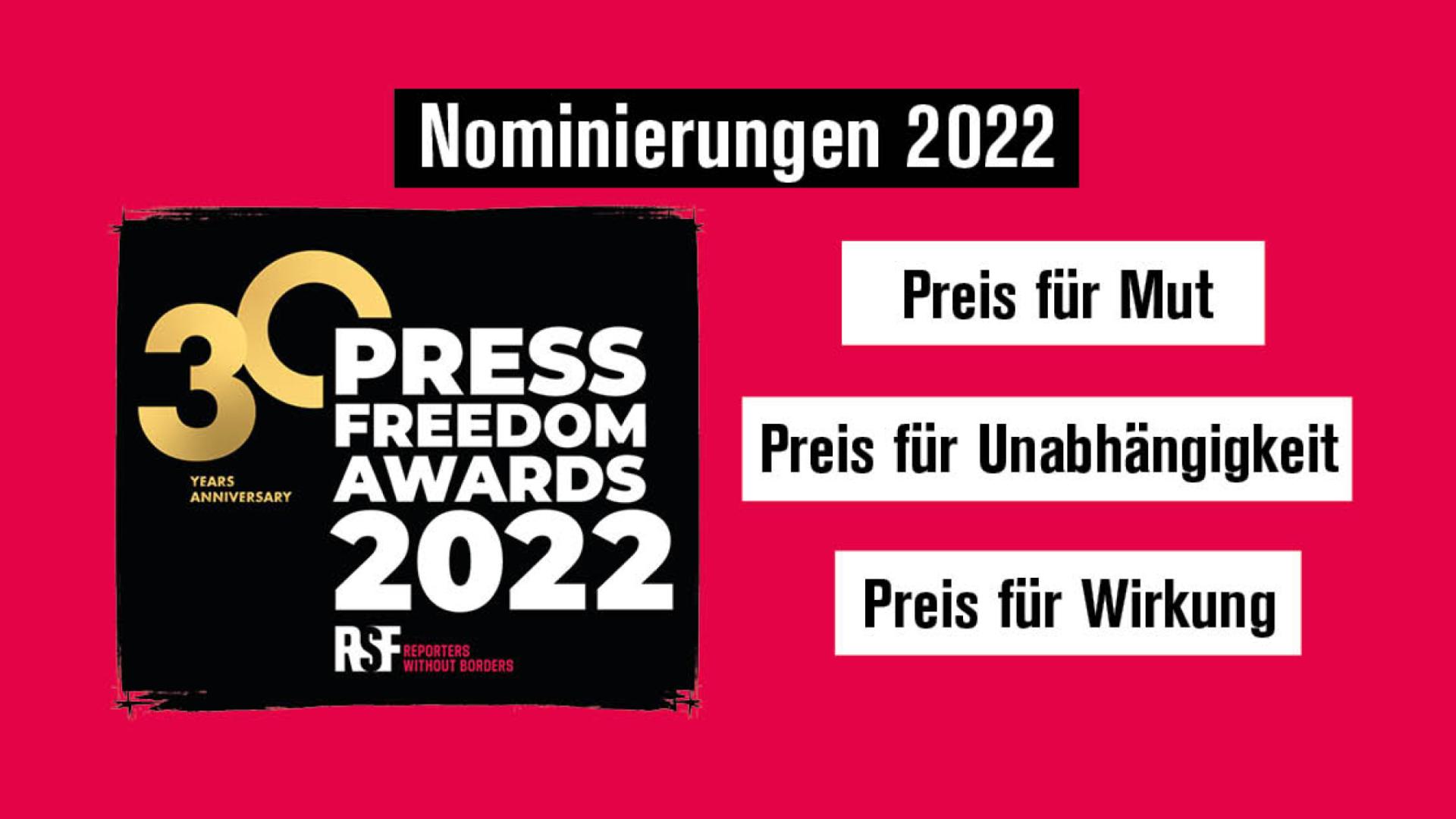 RSF stellt die Nominierten 2022 vor