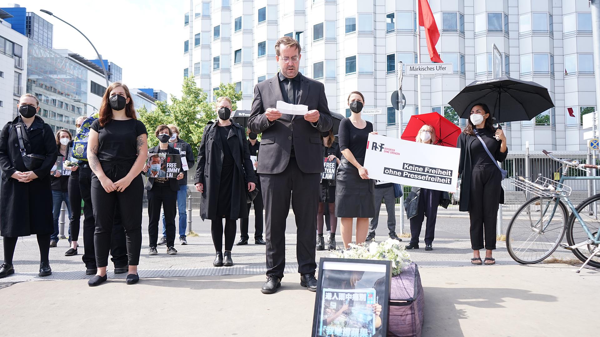 Protestaktion zur Pressefreiheit in Hongkong 3
