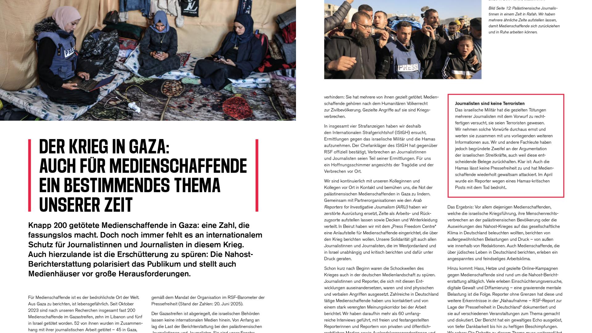 Die Seiten 12&13 des RSF-Jahresberichts