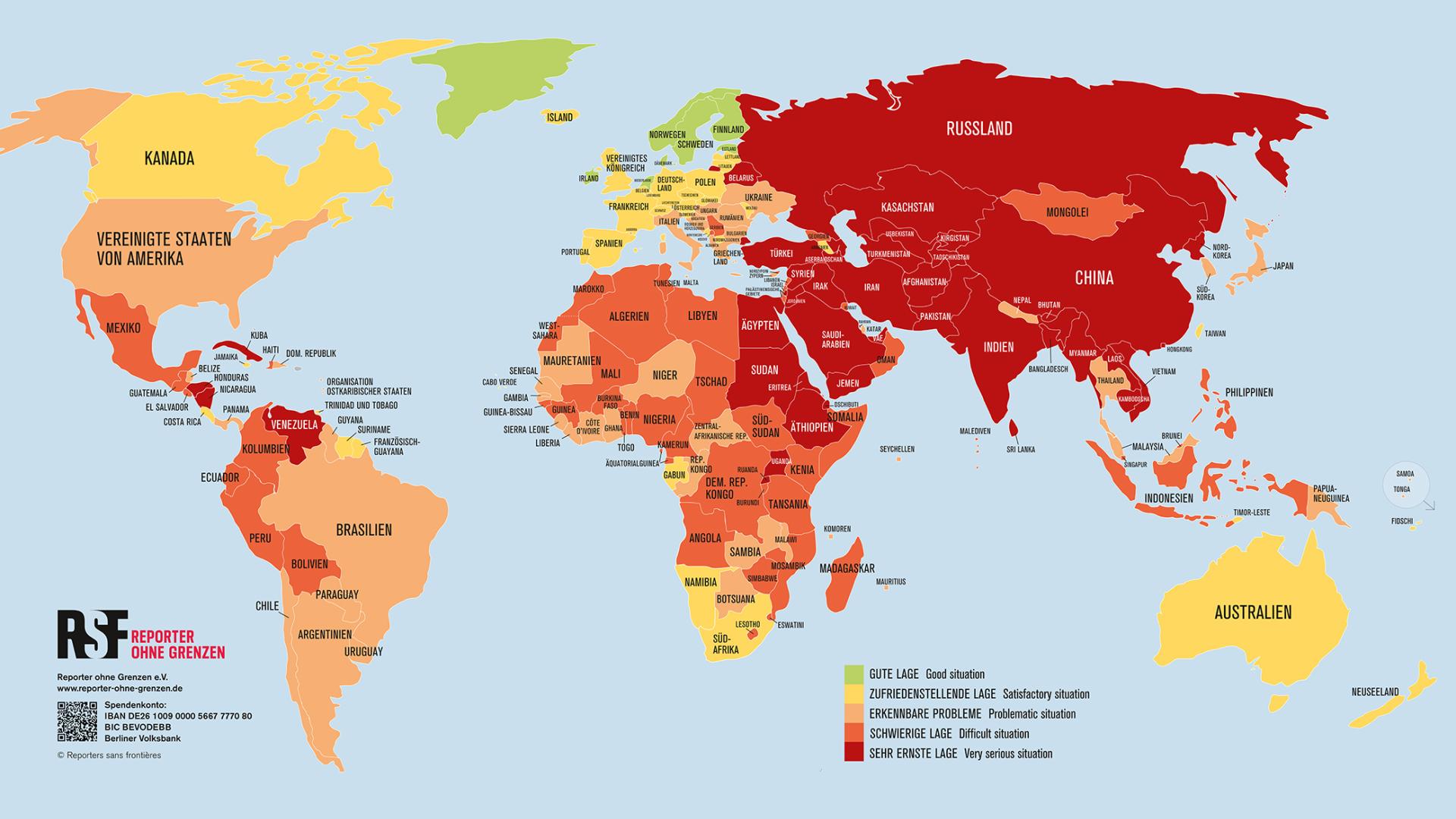 Die Rangliste der Pressefreiheit 2025