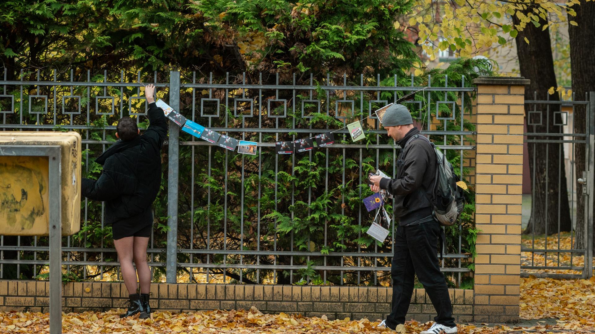 Protestaktion für die Freilassung von Maryna Zolatava am 6. September 2023 vor der belarussischen Botschaft