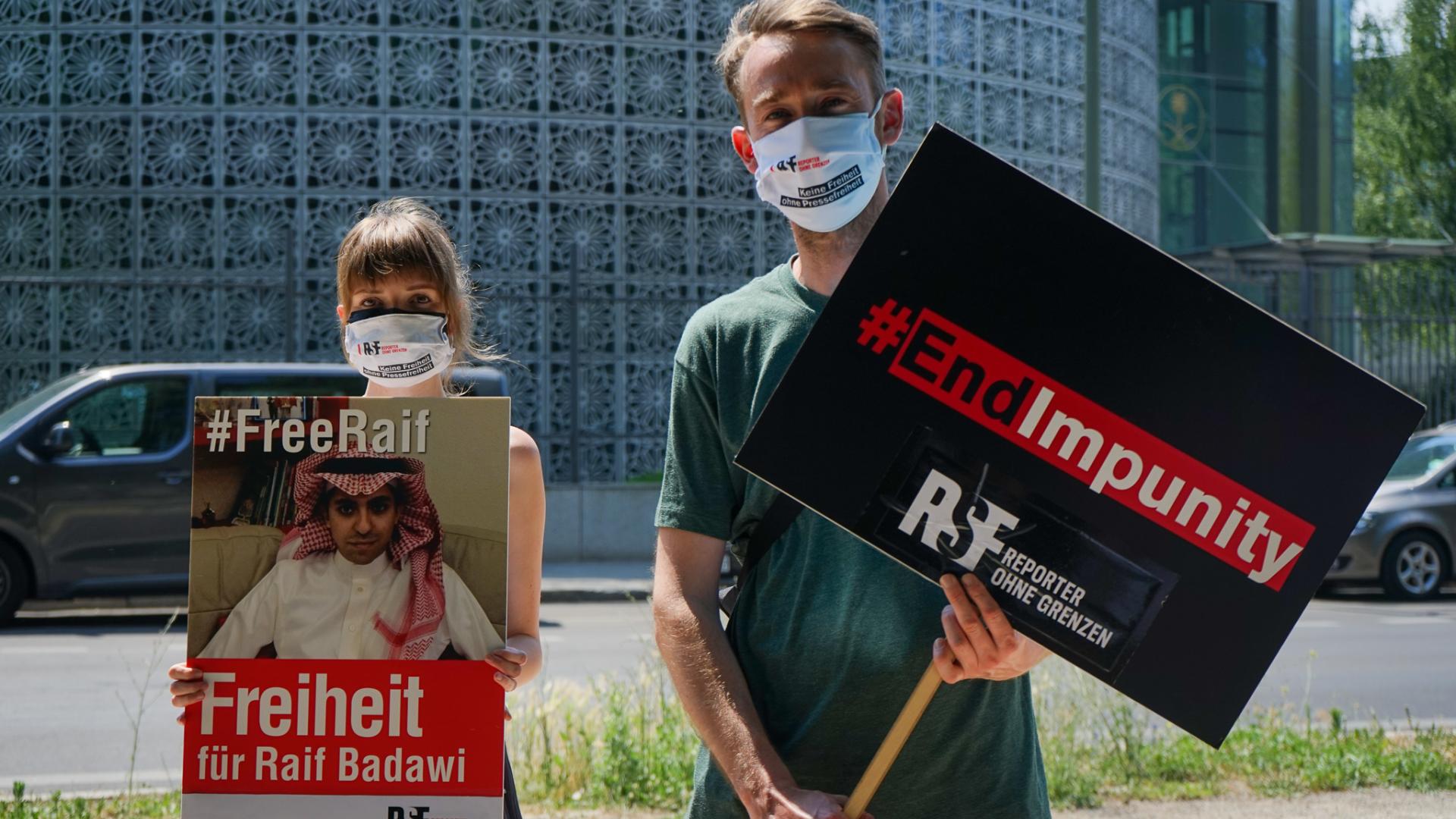 Mahnwache für Raif Badawi am 17. Juni 2021 vor der saudischen Botschaft