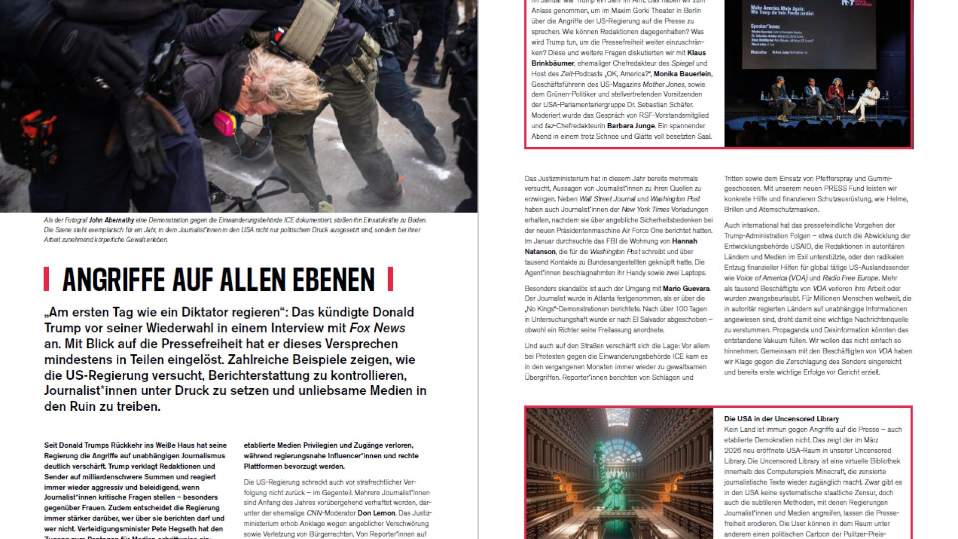 Die Seiten 6 & 7 des RSF-Jahresberichts