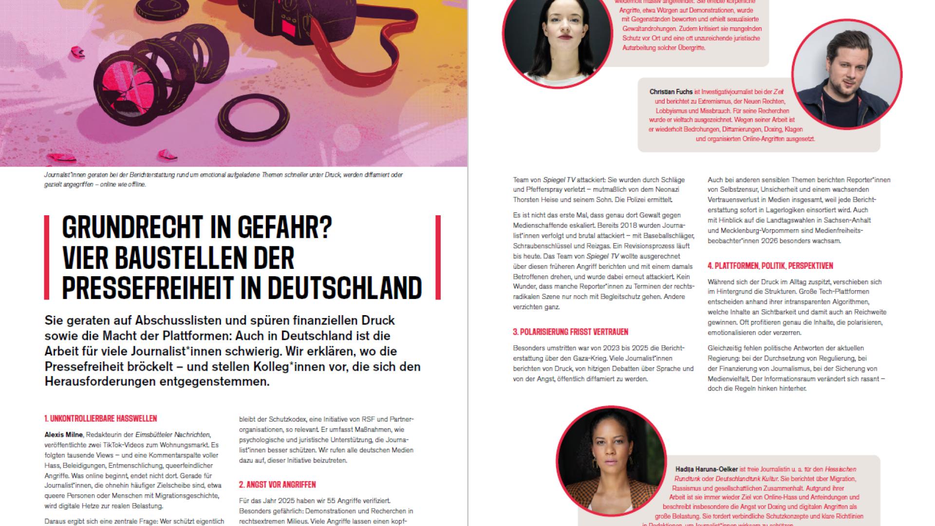 Die Seiten 12 & 13 des RSF-Jahresberichts