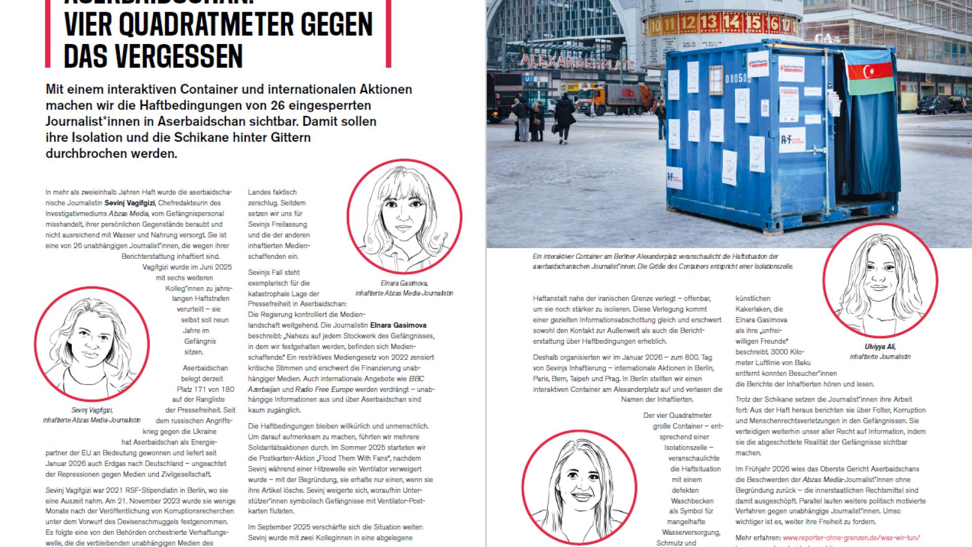 Die Seiten 22 & 23 des RSF-Jahresberichts